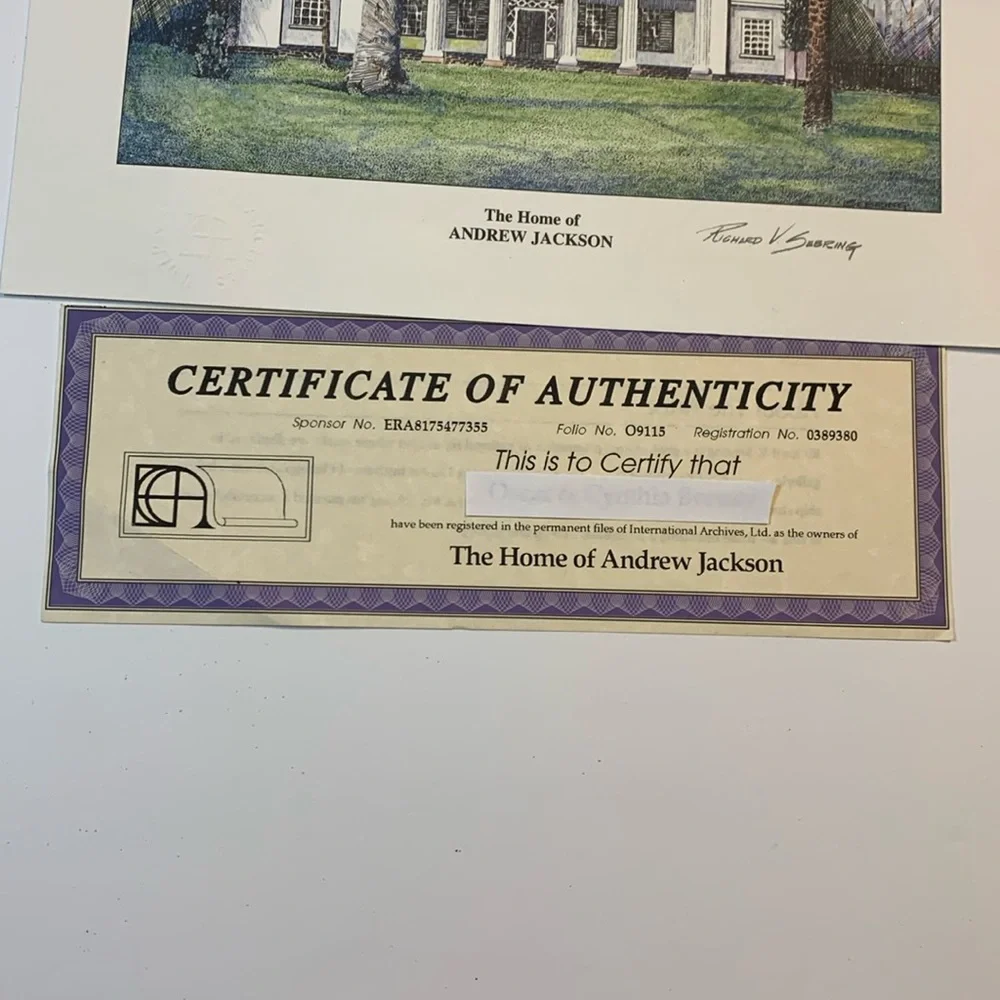 International Archives Ltd. The Home of Andrew Jackson Print Size 8x10 W/COA New - Picture 6 of 6